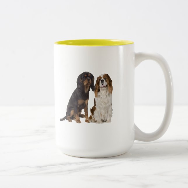 Em Dois Tons Caneca de café descuidado do Spaniel de rei (Direita)