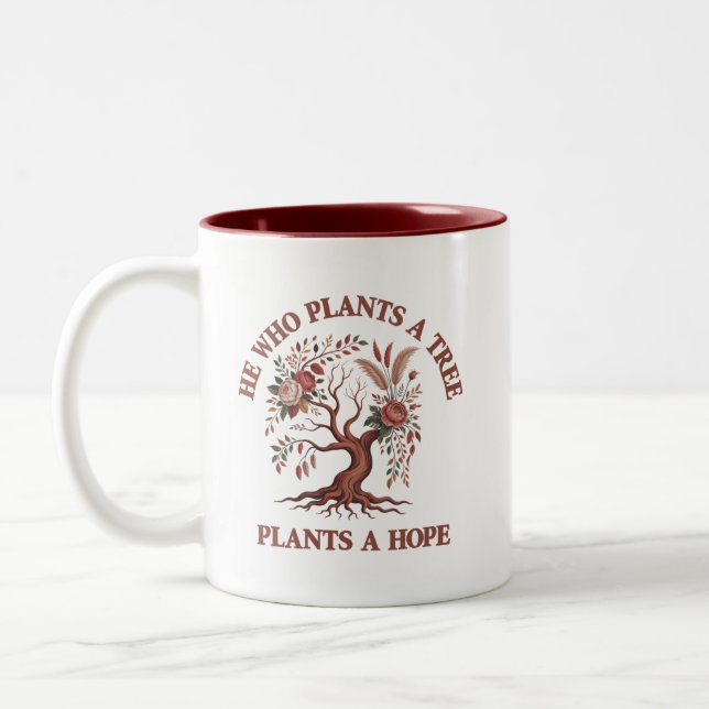 Em Dois Tons Caneca de Café Dia da Árvore Ecológica (Esquerda)