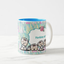 Em Dois Tons Caneca de Café Dia das Mães Yorkie Adorável
