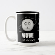 Caneca de café divertida com rosto lunar "Uau"