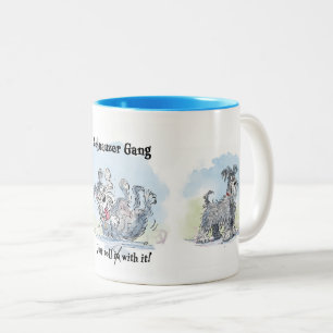 Em Dois Tons Caneca de Café Divertida da Gangue Schnauzer