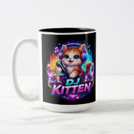 Em Dois Tons CANECA DE CAFÉ DJ KITTEN 2 Two-Tone