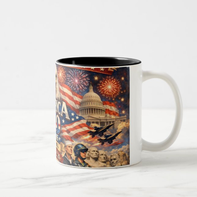 Em Dois Tons Caneca de café do 250º aniversário da América (Direita)
