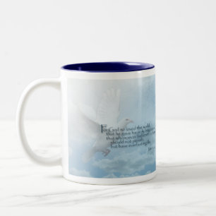 Em Dois Tons Caneca de café do 3:16 de John da pomba do branco