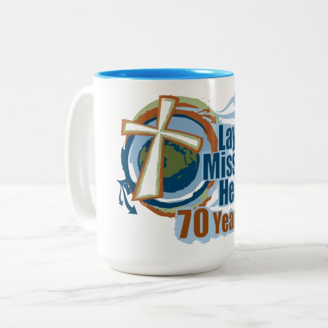 Em Dois Tons Caneca de Café do 70º Aniversário da LMH (Frente Esquerda)