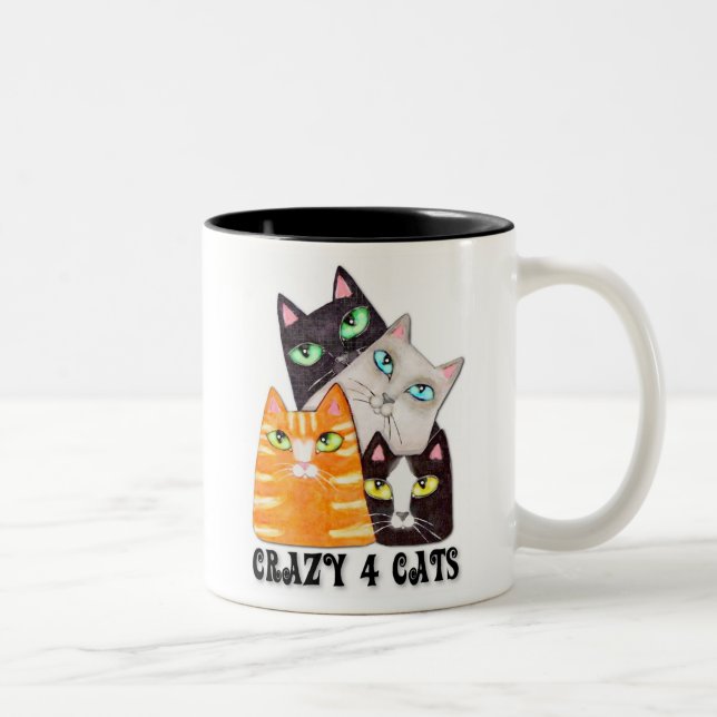 Em Dois Tons Caneca de café do amante do gato (Direita)