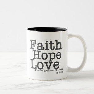 Em Dois Tons Caneca de café do amor da esperança da fé