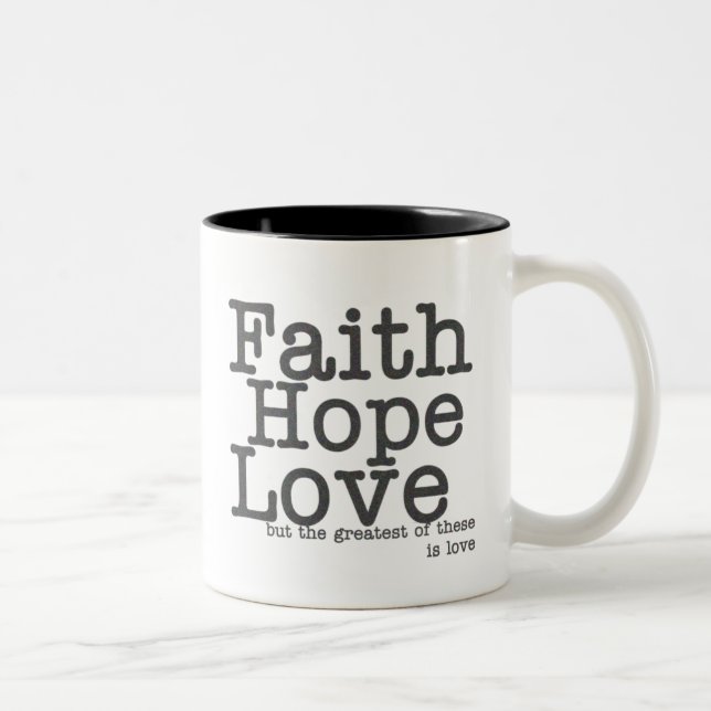 Em Dois Tons Caneca de café do amor da esperança da fé (Direita)