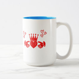 Em Dois Tons Caneca de Café do Anel Claddagh Vermelho