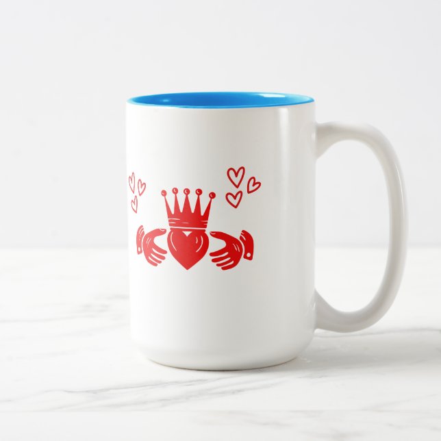 Em Dois Tons Caneca de Café do Anel Claddagh Vermelho (Direita)