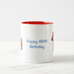 Em Dois Tons caneca de café do aniversário do 80