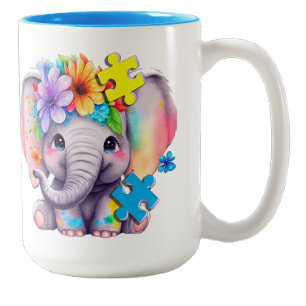 Em Dois Tons Caneca de Café do Autismo-Elefante