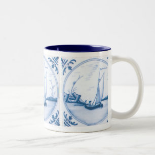 Em Dois Tons Caneca de Café do Barco à Vela Azul e Branco de De