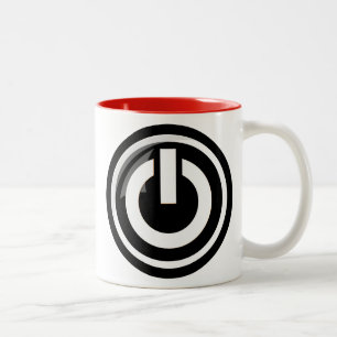 Em Dois Tons Caneca de café do botão do poder