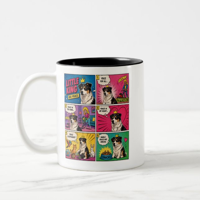 Em Dois Tons Caneca de Café do Cachorro de Quadrinhos Paz e Lan (Esquerda)