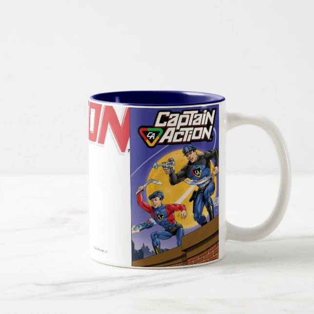 Em Dois Tons Caneca de café do capitão Ação Retro (Direita)