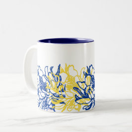 Em Dois Tons Caneca de café do círio de florescência de noite