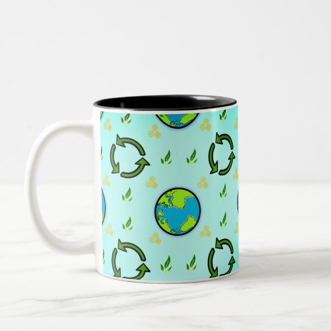 Em Dois Tons Caneca de café do Dia da Terra Feliz (Esquerda)