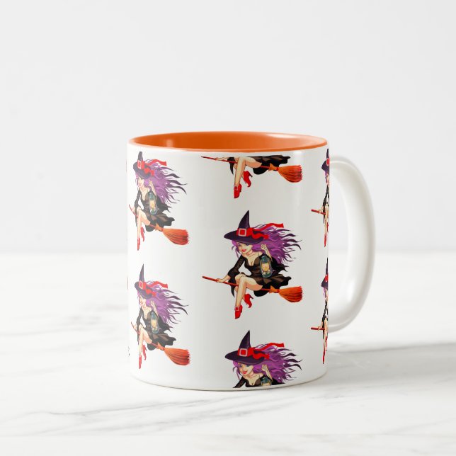 Em Dois Tons Caneca de café do Dia das Bruxas (Frente Esquerda)