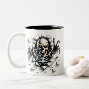 Em Dois Tons Caneca de café do esqueleto de Halloween