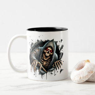 Em Dois Tons Caneca de café do esqueleto de Halloween