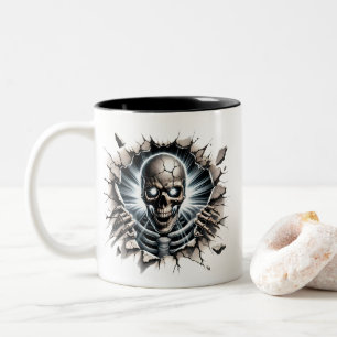 Em Dois Tons Caneca de café do esqueleto de Halloween