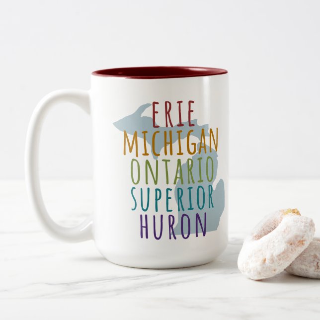 Em Dois Tons Caneca de Café do Estado do Mitene dos Grandes Lag (Com Donut)