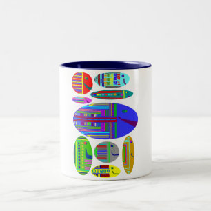 Em Dois Tons Caneca de café do estilo dos peixes do oceano