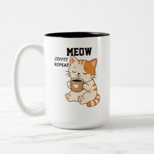Em Dois Tons Caneca de Café do Gatinho Fofo – Repetição de Café