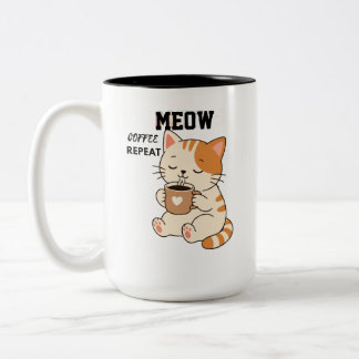 Em Dois Tons Caneca de Café do Gatinho Fofo – Repetição de Café