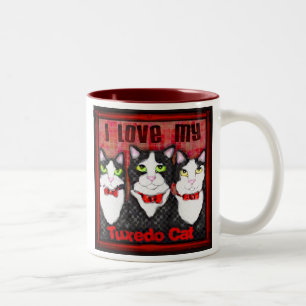Em Dois Tons Caneca de café do gato do smoking