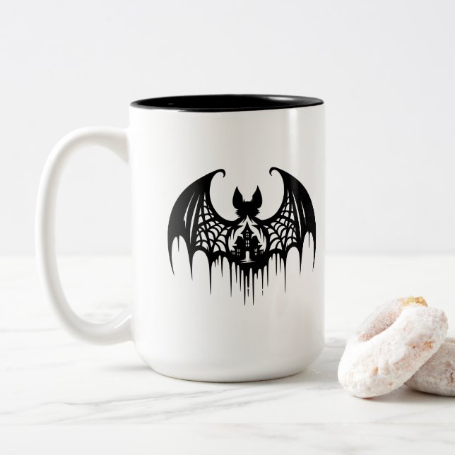 Em Dois Tons Caneca de Café do Halloween (Com Donut)