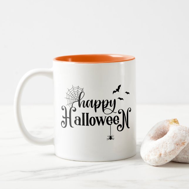 Em Dois Tons Caneca de Café do Halloween (Com Donut)