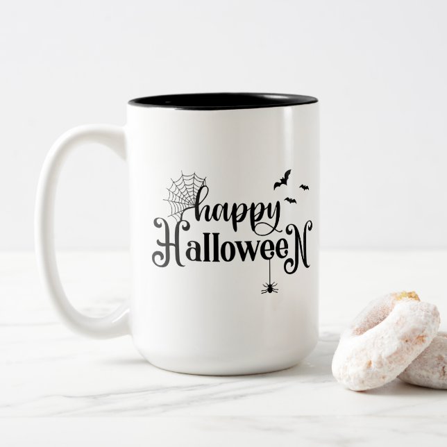 Em Dois Tons Caneca de Café do Halloween (Com Donut)