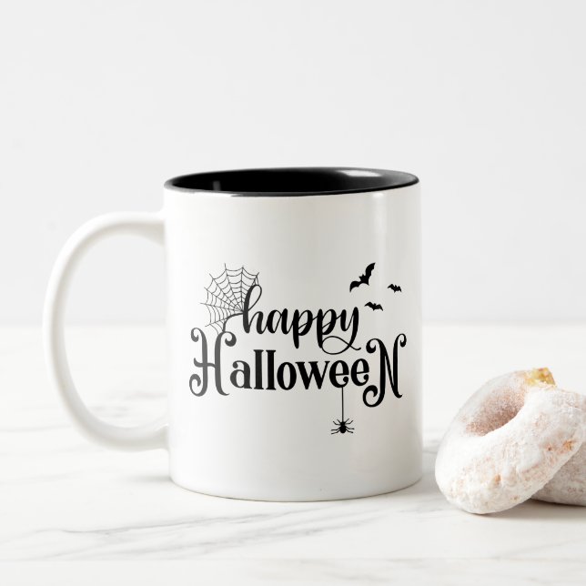 Em Dois Tons Caneca de Café do Halloween (Com Donut)