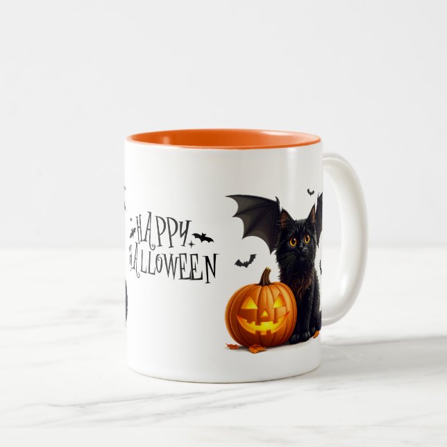 Em Dois Tons Caneca de Café do Halloween (Frente Esquerda)