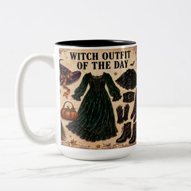 Em Dois Tons Caneca de Café do Halloween Bruxa  (Esquerda)