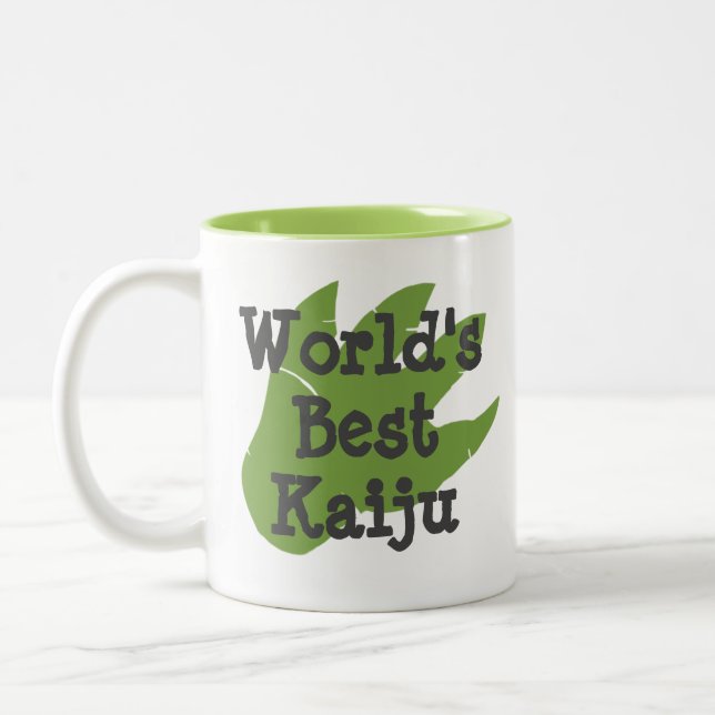 Em Dois Tons Caneca de café do Kaiju do mundo a melhor (Esquerda)