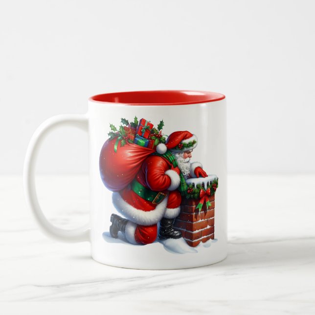 Em Dois Tons Caneca de Café do Papai Noel (Esquerda)