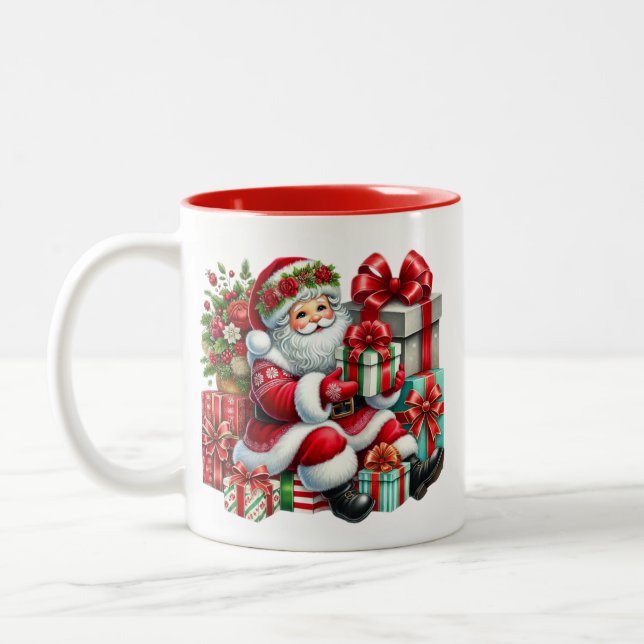 Em Dois Tons Caneca de Café do Papai Noel (Esquerda)