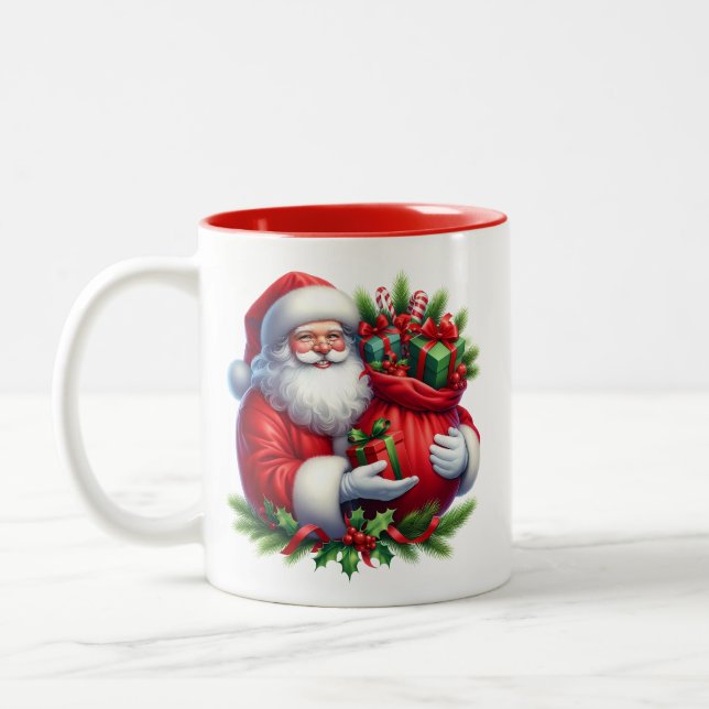 Em Dois Tons Caneca de Café do Papai Noel (Esquerda)