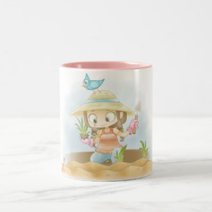 Em Dois Tons Caneca de café do polegar verde