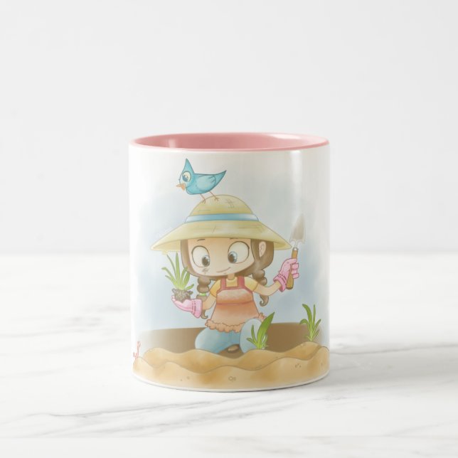 Em Dois Tons Caneca de café do polegar verde (Centro)