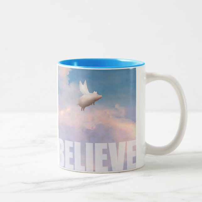 Em Dois Tons caneca de café do porco do vôo (Direita)