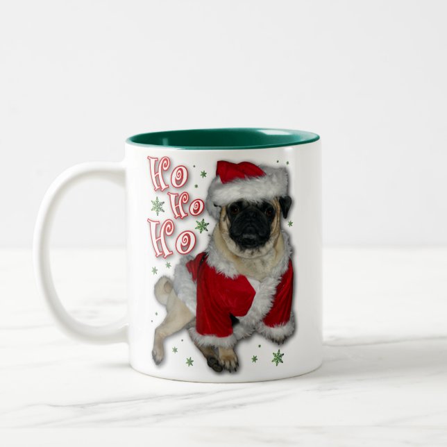 Em Dois Tons Caneca de café do Pug do papai noel (Esquerda)