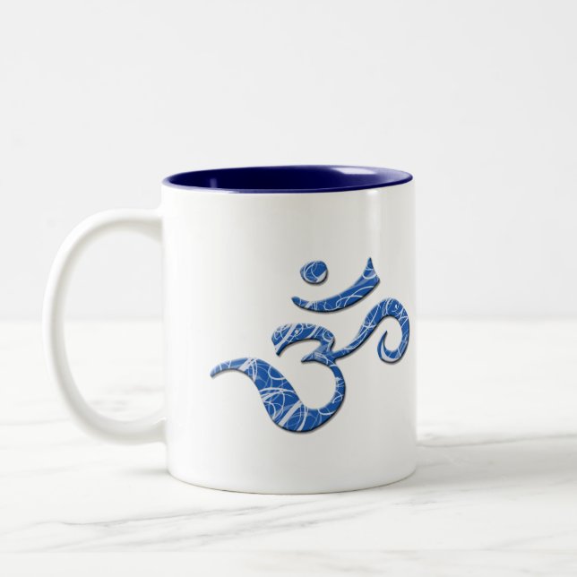 Em Dois Tons Caneca de café do símbolo do ohm no azul (Esquerda)