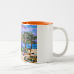 Em Dois Tons Caneca de café do tempo da ilha