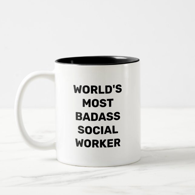 Em Dois Tons Caneca de Café do Trabalhador Social Mais Badass d (Esquerda)