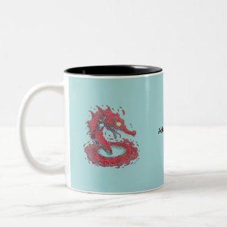 Em Dois Tons Caneca de Café Dragão do Mar Vermelho