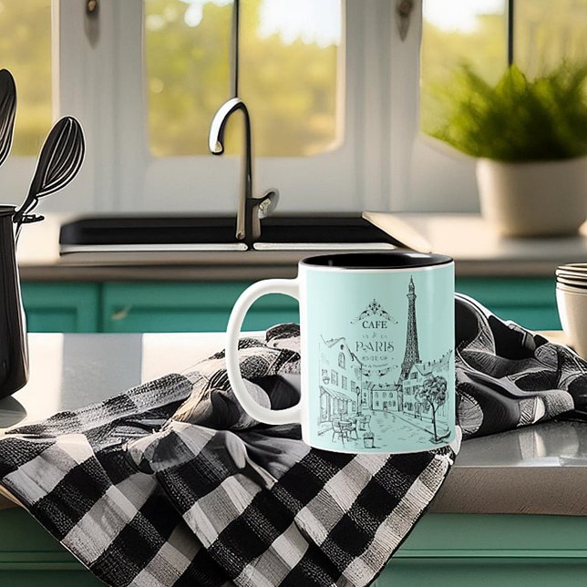 Em Dois Tons Caneca de Café Duas Cores Café Paris (Criador carregado)